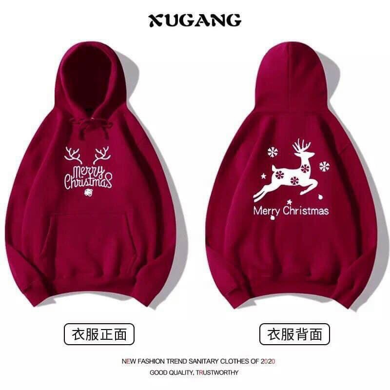 [HCM] Áo khoác hoodie & Sweater Nam Nữ cặp đôi Noel mẫu chui chất nỉ hình in Nai MChoodie588