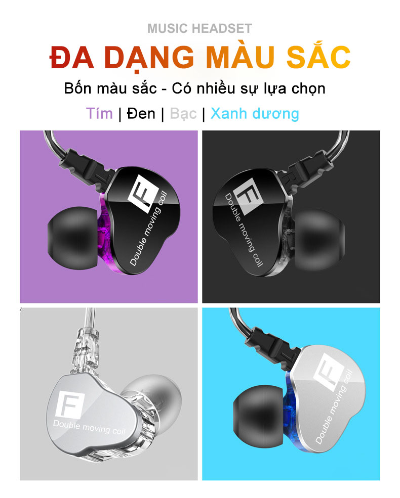 Tai Nghe Nhét Tai F4 Âm Thanh HIFI Sống Động Chất Lượng Cao, chống ồn, bass ấm Giá Rẻ, Gaming, Chơi Game Thủ, Nghe Nhạc