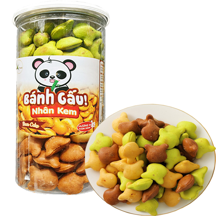 BÁNH GẤU NHÂN KEM MIX VỊ LOẠI 1 HIỆU SKFOOD - HŨ 350G