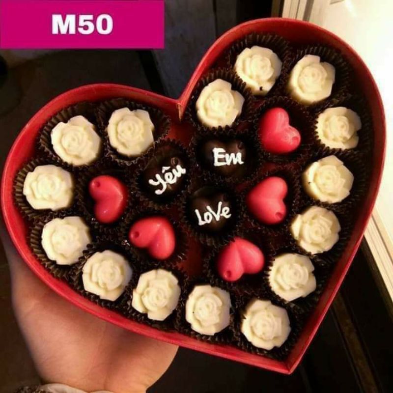 Hộp viên socola VALENTINE theo yêu cầu ( kèm thiệp + ghi nếu có yêu cầu)