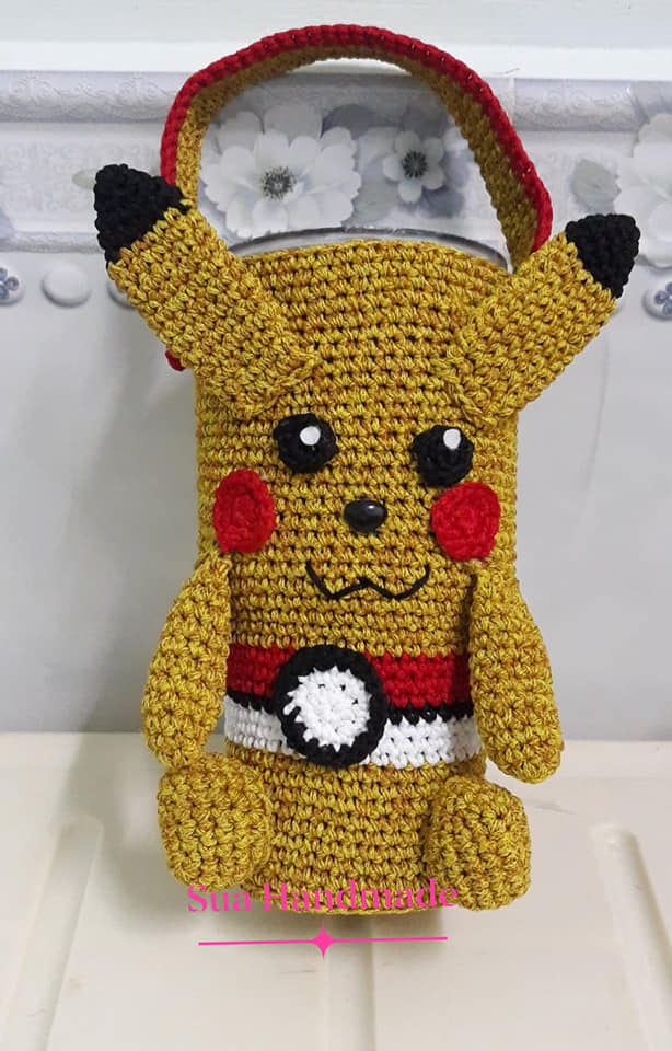 Túi đựng ly giữ nhiệt handmade hình pikachu