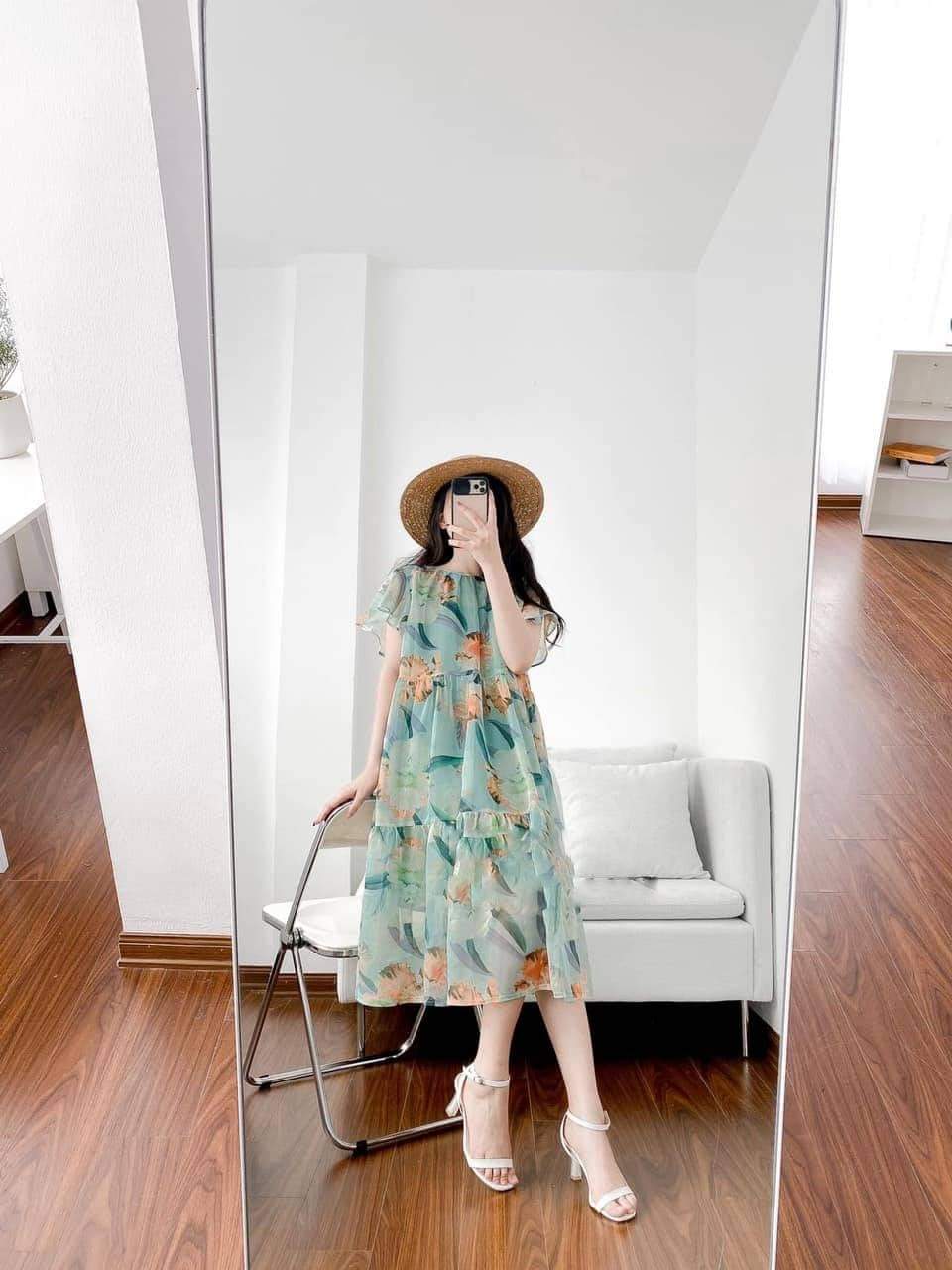 Váy bầu thời trang công sở đẹp sang chảnh chất voan lụa