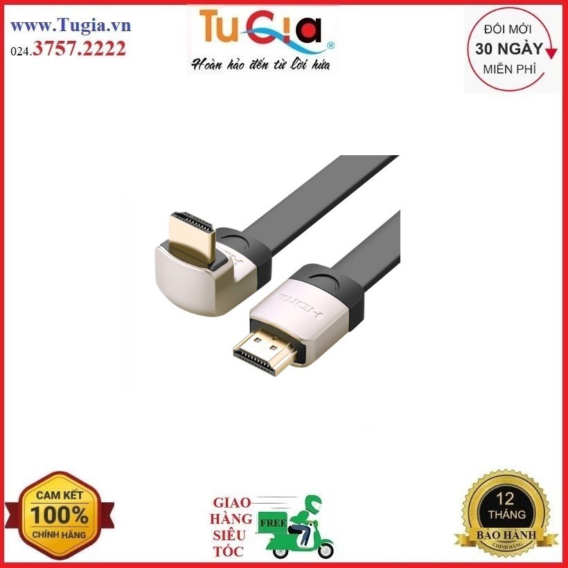 Cáp HDMI 1,5m góc lên 90 độ, dẹt, mỏng Ugreen 10282