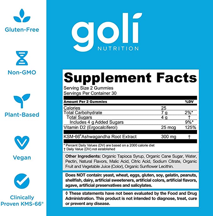 Kẹo dẻo nhân sâm Goli Ashwagandha  60 Gummies