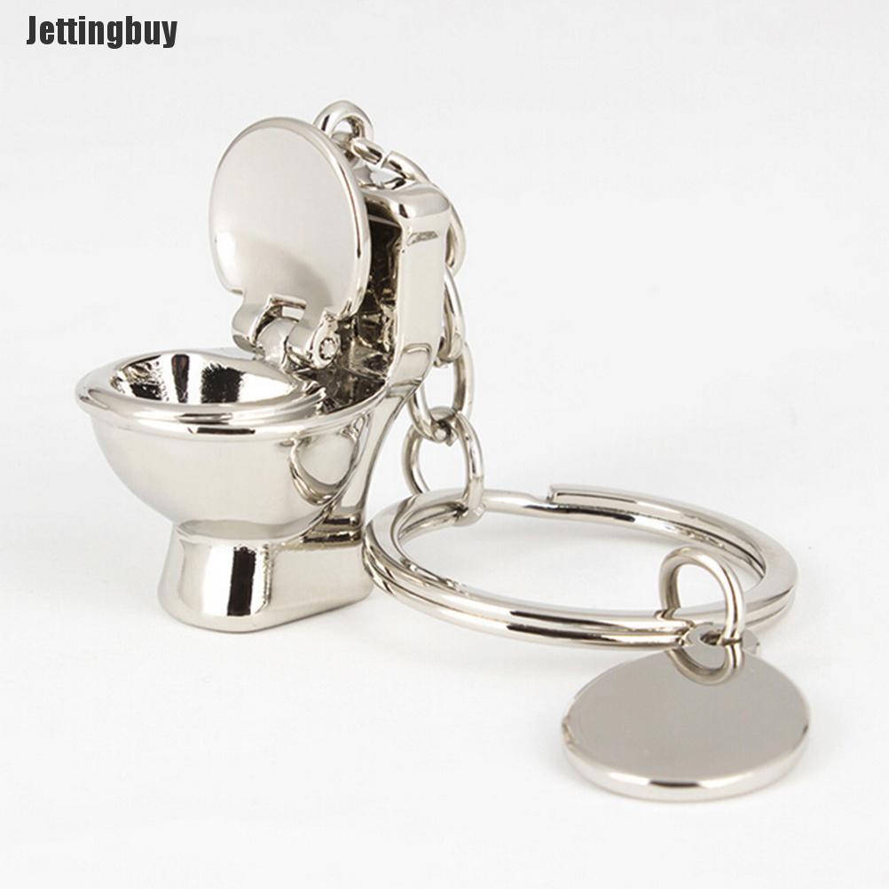 Cute Mini Toilet Forever Keychain Metal Key Chain Keyring Keyfob Creative Gift