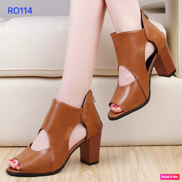 GIÀY BOOT NỮ CỔ THẤP GIÀY CAO GÓT HÀNG HIỆU ROSATA PHÁ CÁCH RO114