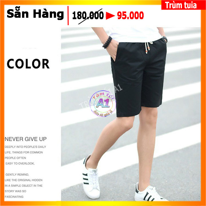Quần shorts kaki lưng thun nam - quần sọt đùi nữ vải mềm mịn giãn ít s0