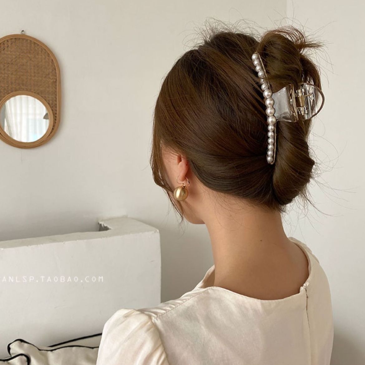 Cặp tóc càng cua đính ngọc trai - PKT198