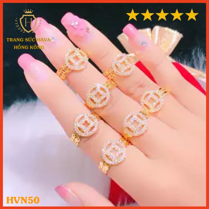 Hava fashion luxury non-24K gold ion-plated titanium ring for women-personality Youth Wind jewelry