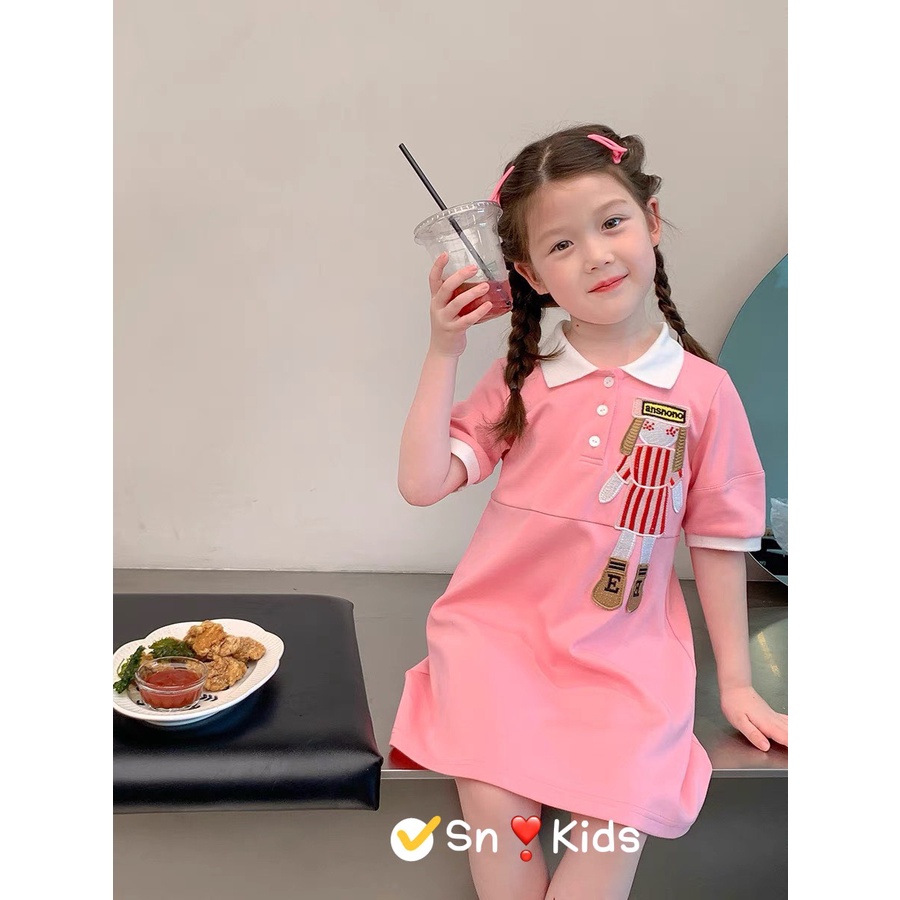 Váy cho bé gái, váy polo cổ bẻ dáng suông cao cấp cho bé gái từ 8-25kg