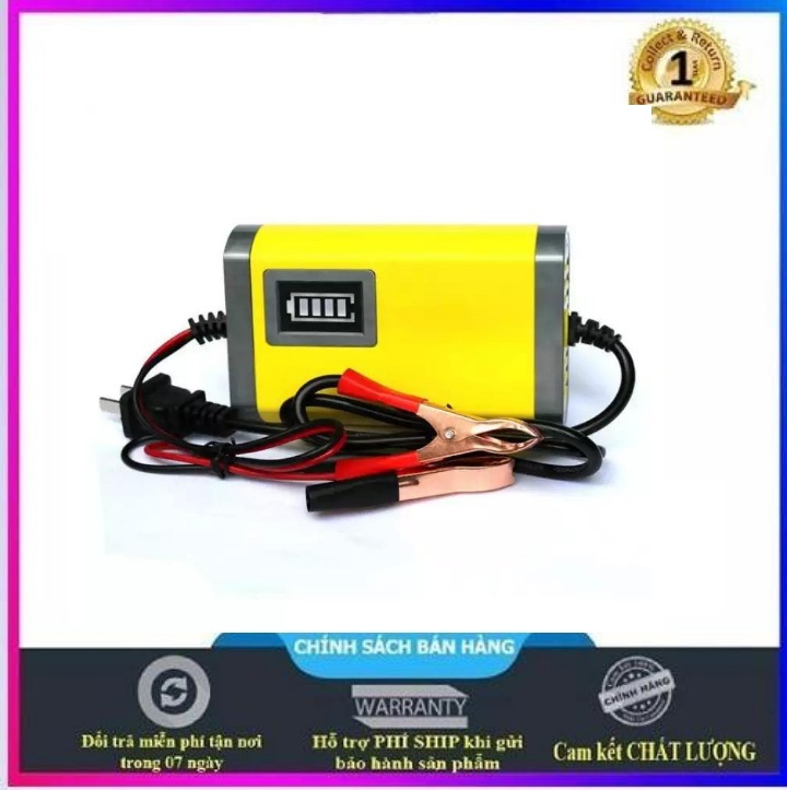 Bộ sạc bình acquy 12v 2A thông minh tự động ngắt khi đầy sạc có màn hình led hiển thị khi sạc có quạt gió tản nhiệt chống nóng máy - BẢO HÀNH 1 ĐỔI 1