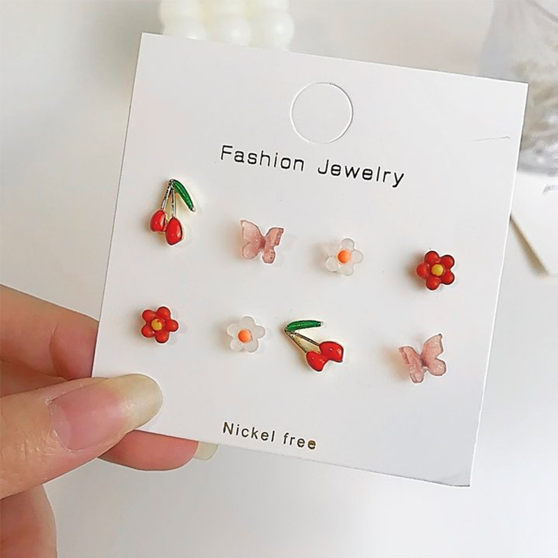 🌸Bông tai Stud SetHoa đầy màu sắc Butterfly Stud Set Phụ kiện nữ Trang sức YINSAF🌸