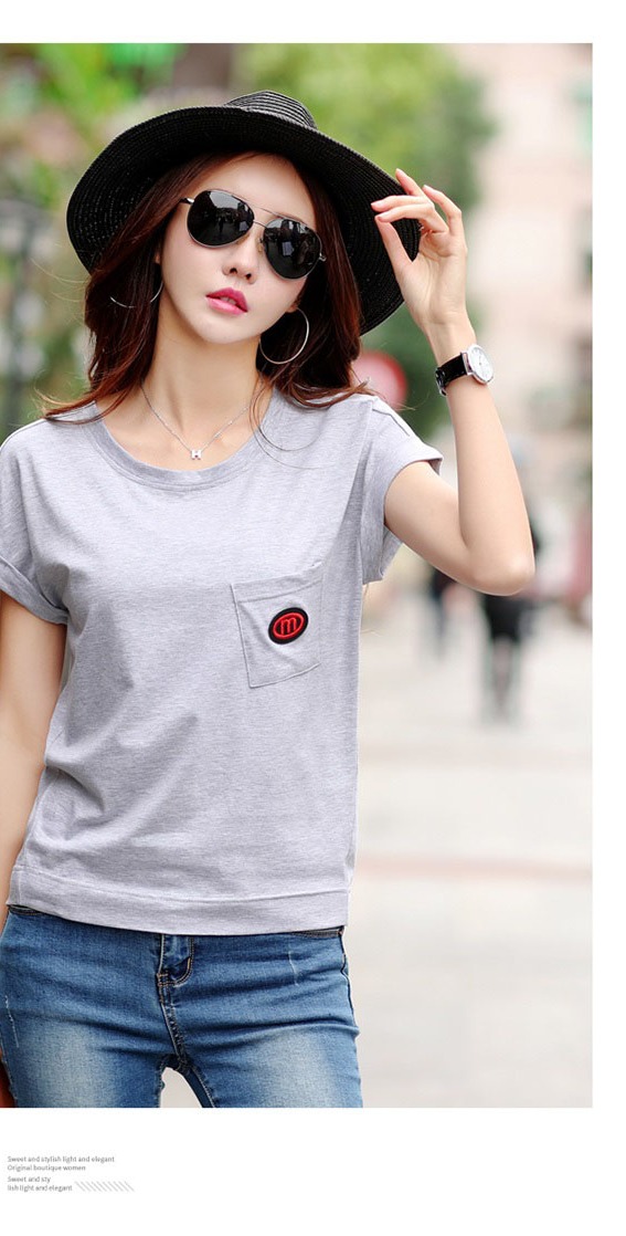 [HCM]ÁO KIỂU NỮ PHỐI TÚI CHÈN LOGO THỜI TRANG NHIỀU MÀU