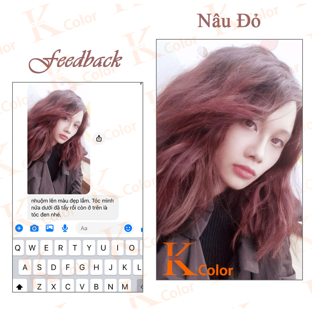 Thuốc nhuộm tóc màu NÂU ĐỎ Kcolor