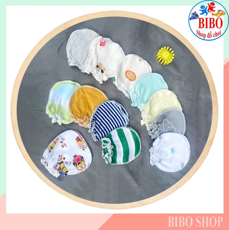 Combo 15 Đôi Bao Tay Cho Bé Sơ Sinh Hotga Chun Mềm Cotton Mịn Mát (0-5 tháng, freesize)