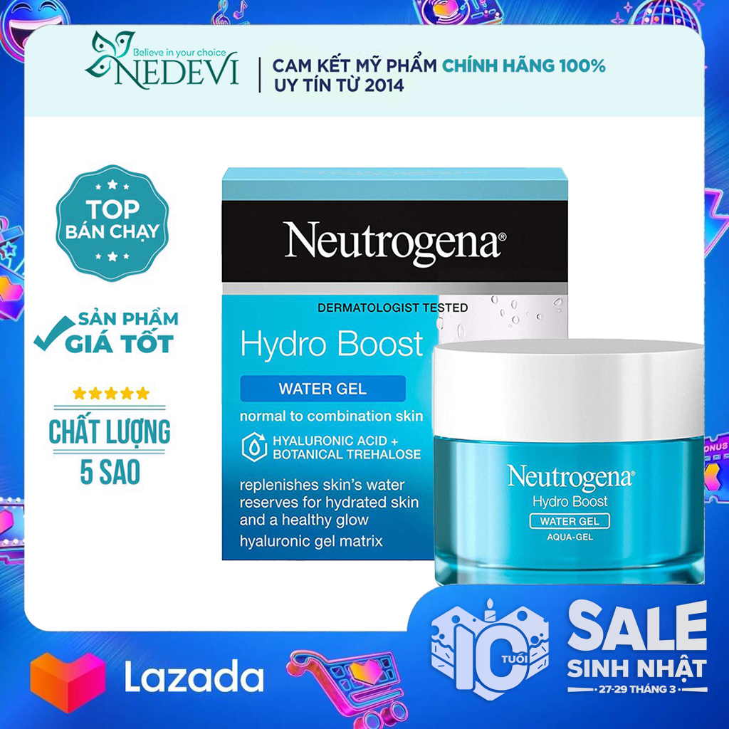 Kem Dưỡng ẨmCấp Nước Neutrogena Hydro Boots Water Gel/ Aqua Gel Da Dầu Bản Europe Garis