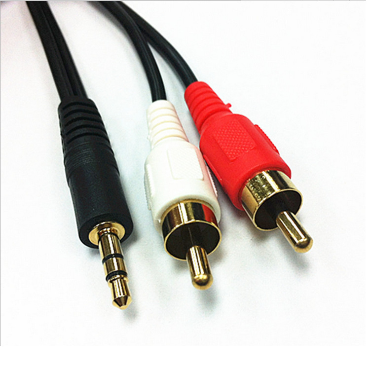 Dây AV đầu 3.5mm ra 2 đầu hoa sen (RCA)