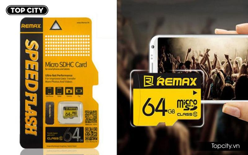 Thẻ nhớ 64G Remax Class 10 tốc độ 80MB/s chuyên dụng cho các dòng điện thoại / camera hành trình / camera IP BẢO HÀNH 5 NĂM