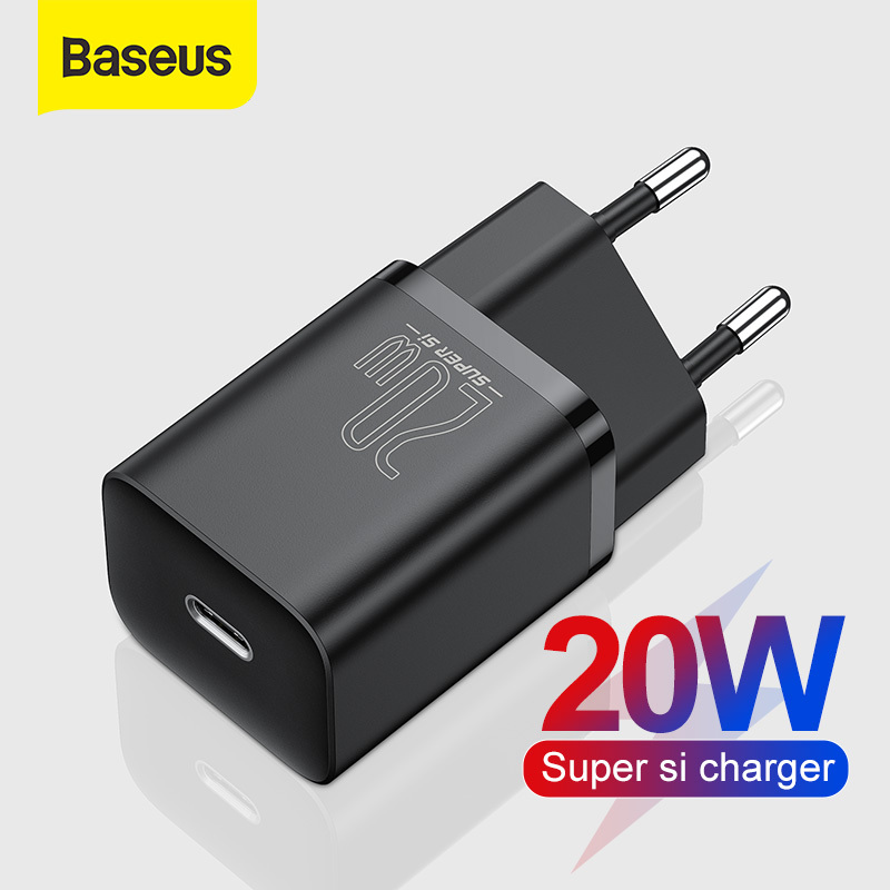 【For iPhone 12】Baseus 20W PD Super Si USB C Charger For iPhone 12 Pro Max Support QC3.0 Fast Charging Portable Phone Charger For iP 11 Pro Max
