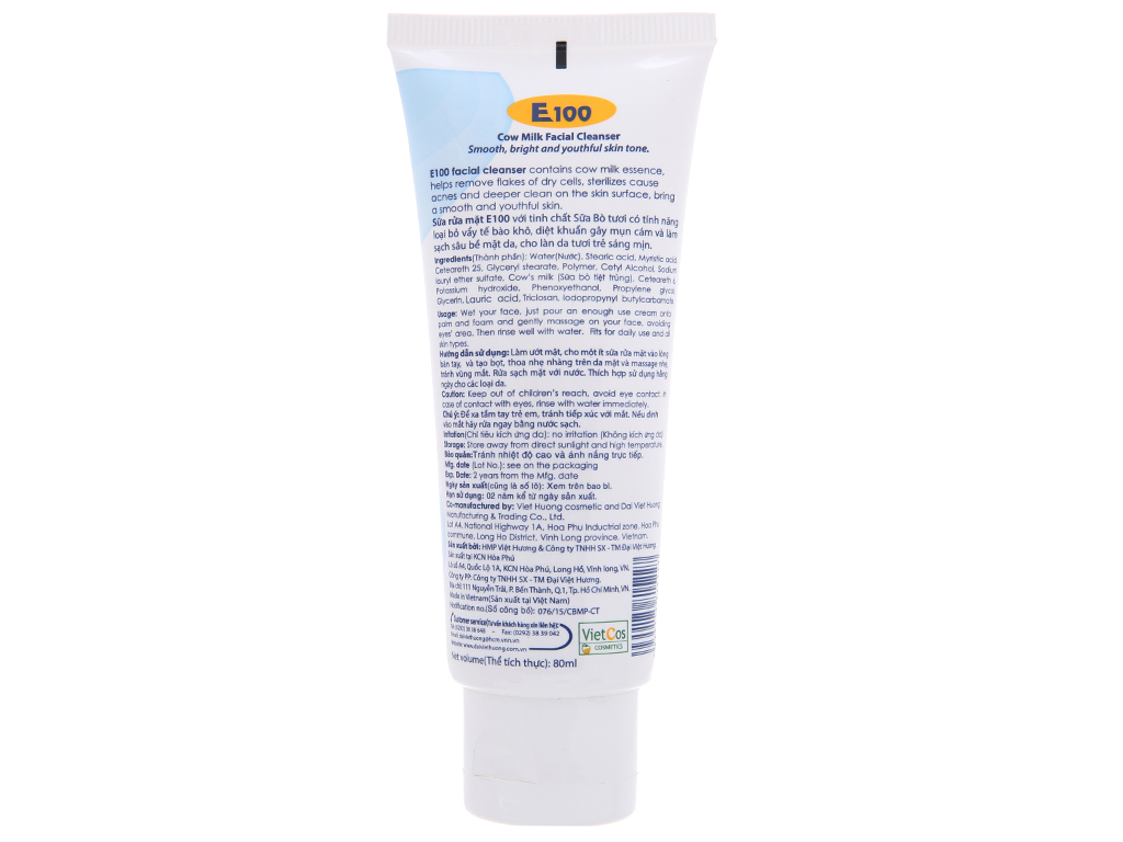 Sữa rửa mặt E100 tinh chất sữa bò 80ml