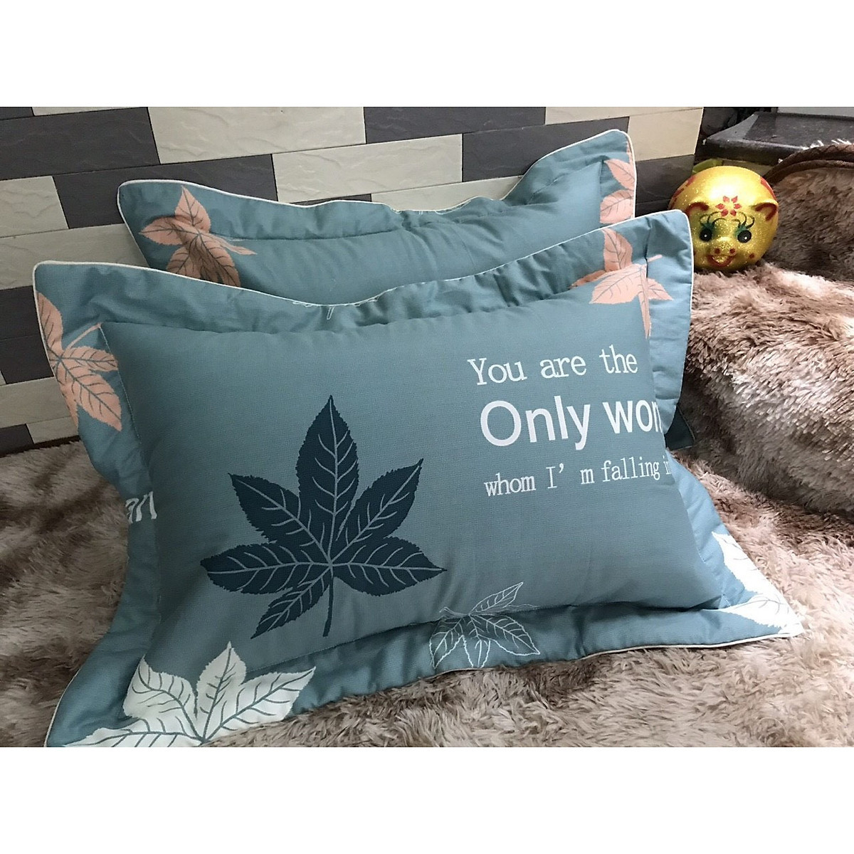 Bộ 2 chiếc gối nằm gòn 40x60cm cao cấp + 2 vỏ gối cotton màu ngẫu nhiên - Combo 2 gối nằm ép hơi 40x60 - chiếu điều hòa - gối nằm cao su - vỏ gối.