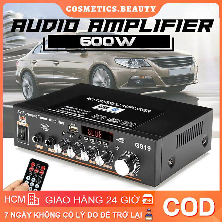 Bộ khuếch đại Protable 600W 220V/12V Mini Âm thanh nổi HiFi Bộ khuếch đại công suất Bộ thu bluetooth 2 CH AMP Máy phát âm thanh trên xe hơi cho gia đình có điều khiển từ xa Máy nghe radio Loa siêu trầm Khuếch đại âm thanh nổi trênCOS