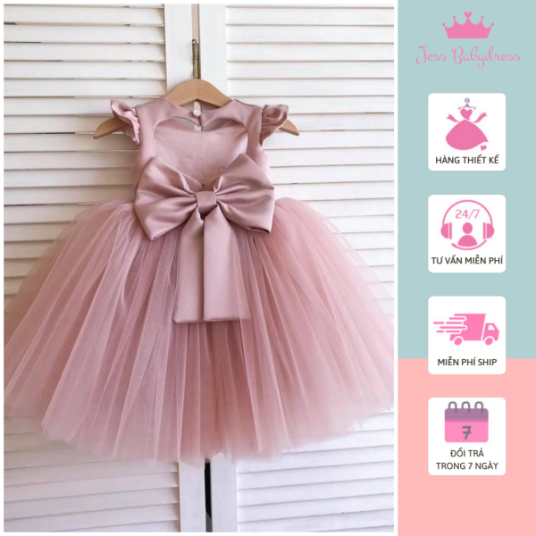 Nơi bán Váy công chúa cho bé JessBaby taffta Hàn, lưng tim, tay cánh tiên, nơ sau lưng, đầm thiết kế 100%, đầm công chúa cho bé