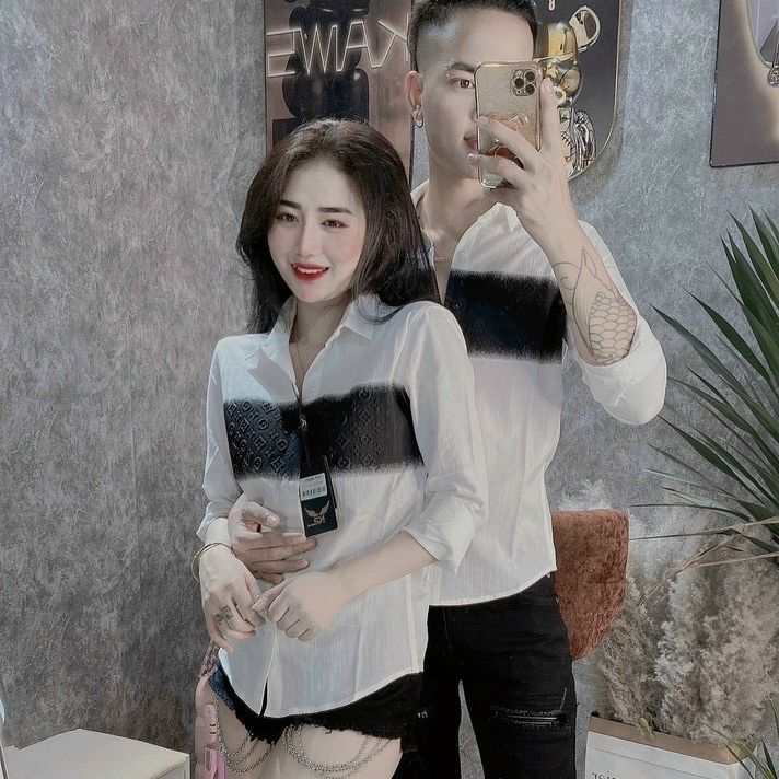 Áo sơ mi nam tay dài - áo sơ mi đũi nam nữ phối họa tiết vải dày co dãn chống nhăn giá rẻ cao cấp