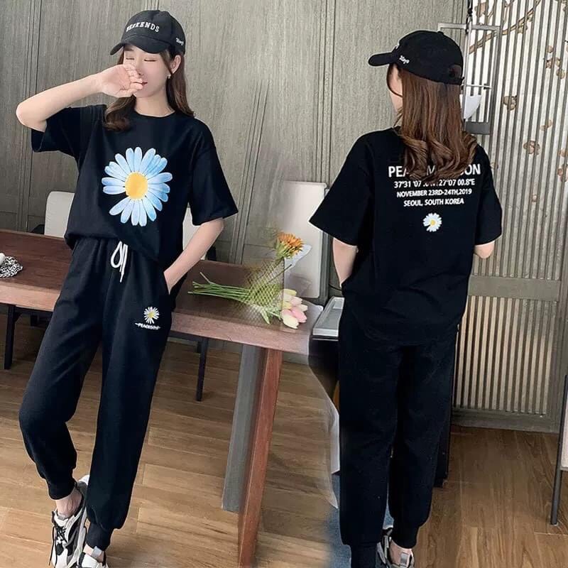 Sét bộ hoa cúc đen thể thao TTSA0412