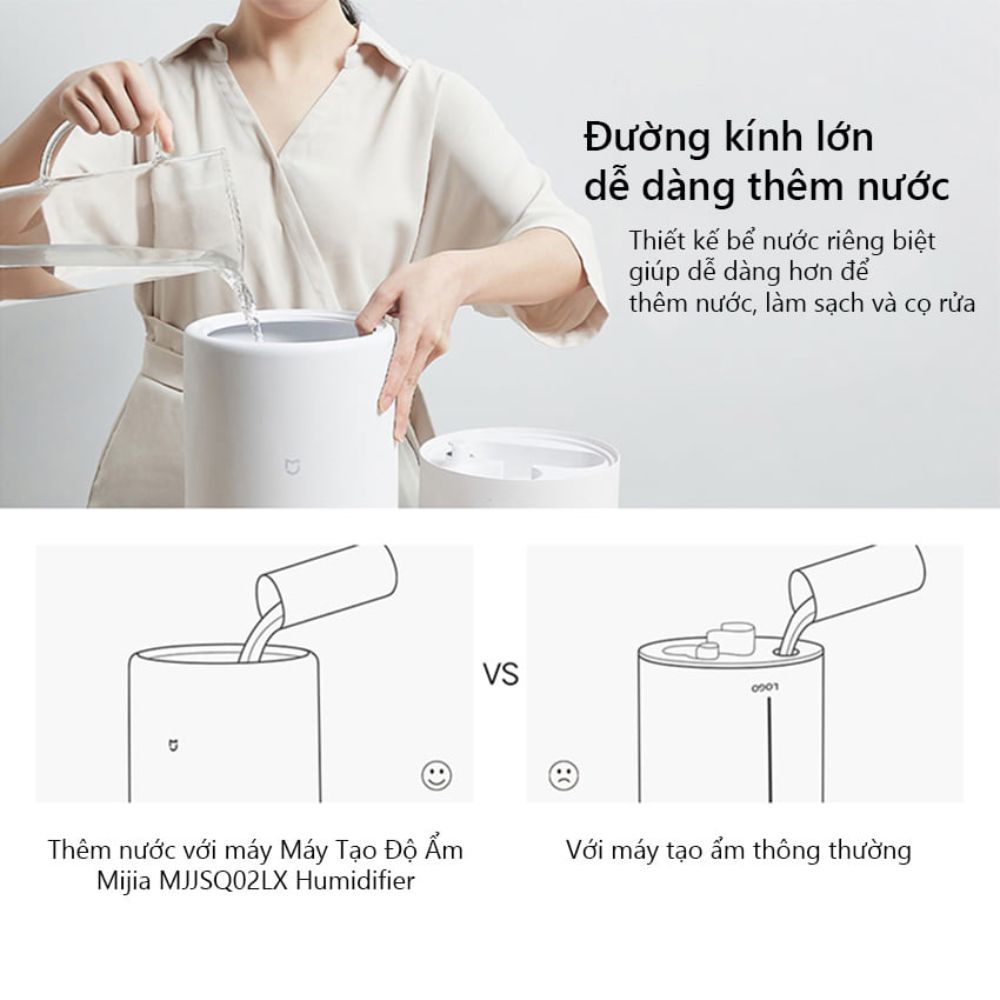 Máy phun sương tạo ẩm Xiaomi Mijia MJJSQ02LX dung tích 4L, công nghệ thông minh kết hợp xông tinh dầu, làm sạch nước, kháng khuẩn UV 99%, không gây ồn ào, sử dụng cho văn phòng và gia đình