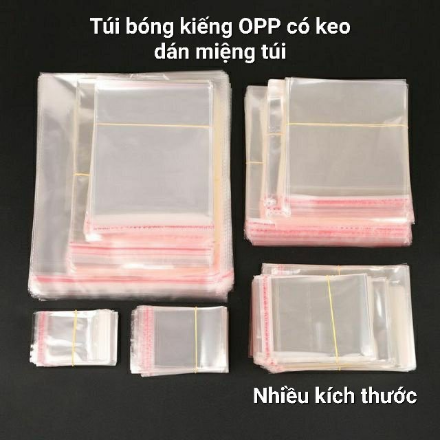 Túi bóng kính OPP có keo dán miệng túi - nhiều kích thước