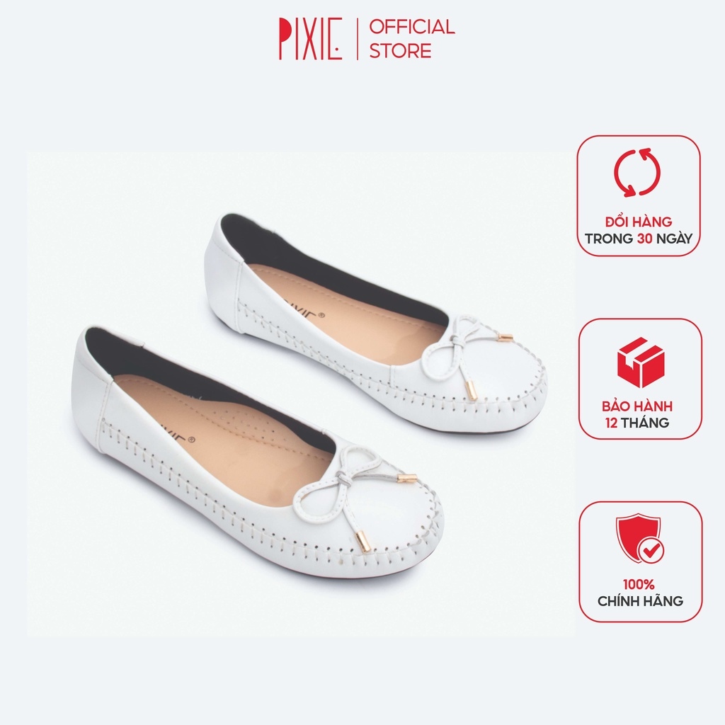 □❇  Giày Búp Bê Bệt Da Bò Thật Siêu Êm Gắn Nơ Nhỏ Pixie X603