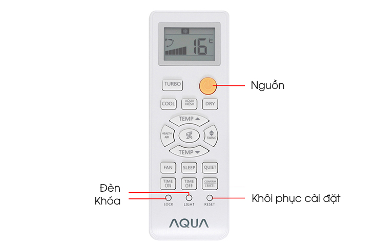 Điều khiển điều hòa máy lạnh AQUA nút vàng