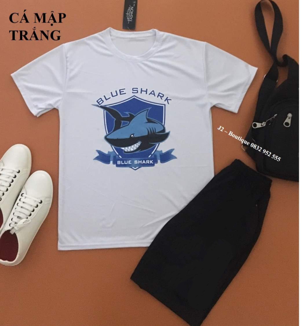 [HCM]Bộ Quần Áo thun nam in hình Cá Mập độc đẹp vải thun lạnh siêu mát thiết kế thời trang