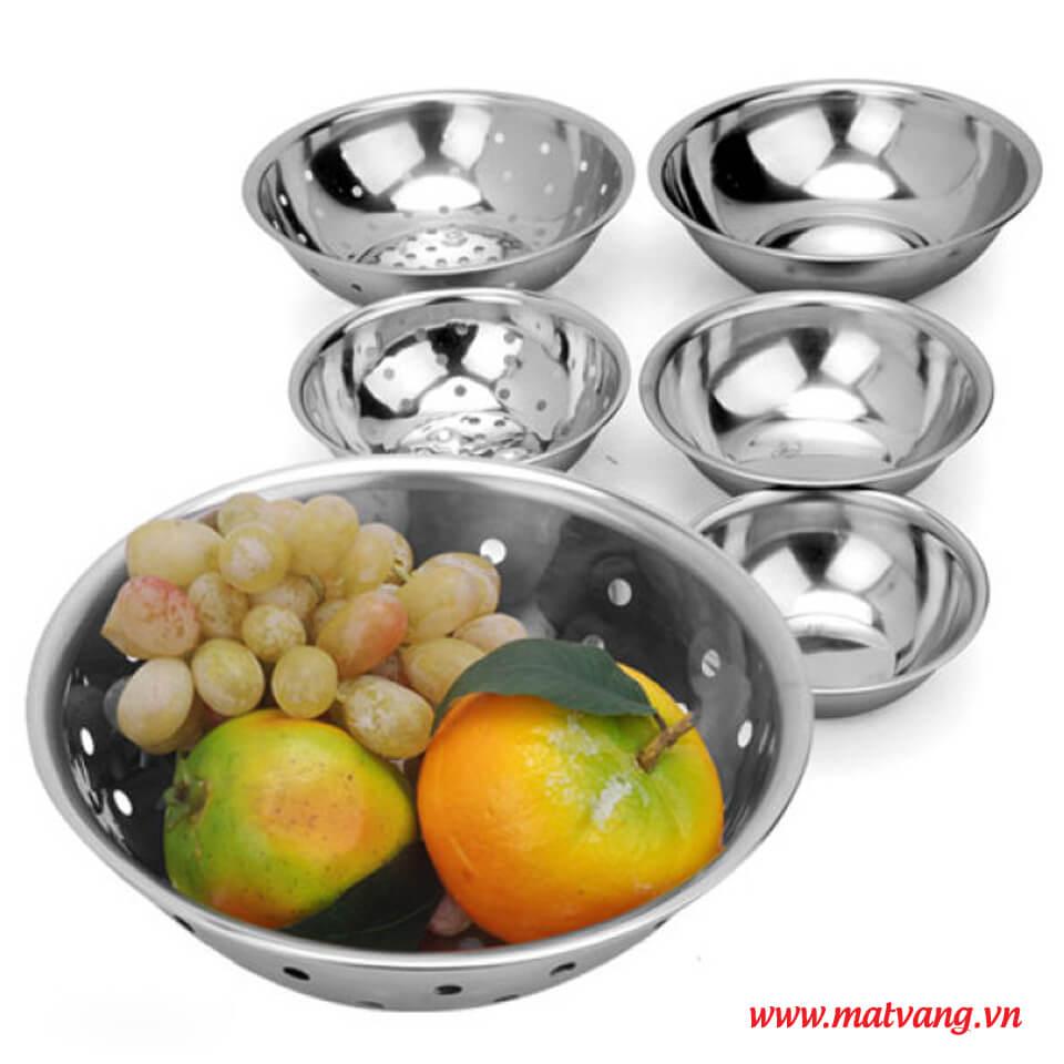 Bộ 5 Thau Và Rổ Inox 304 Cao Cấp