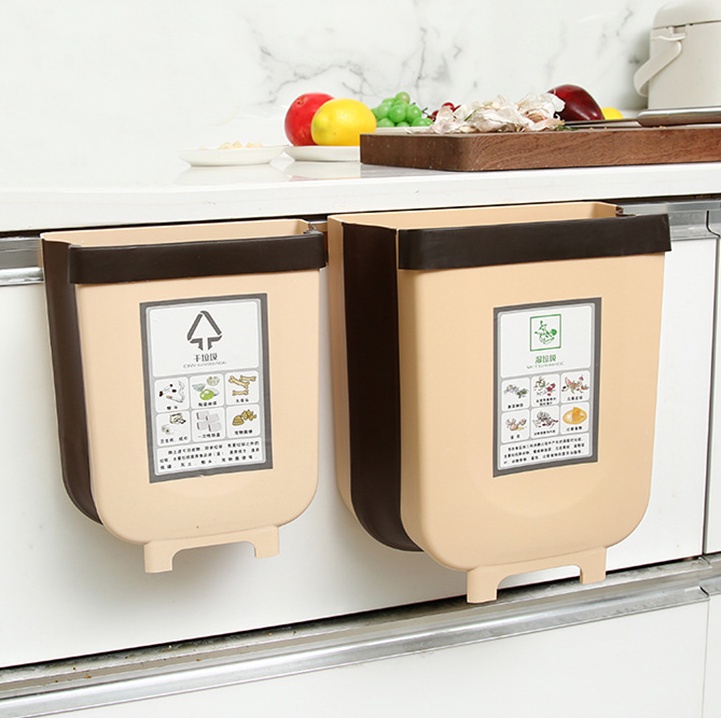 Sọt rác, thùng rác gấp gọn thông minh treo cạnh tủ 2 size tiện lợi full box