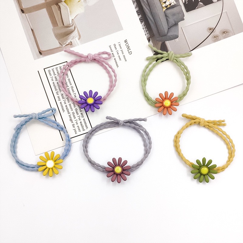 [HCM]Set 5 dây buộc tóc hình hoa cúc  dây cột tóc nữ