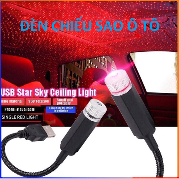 Đèn chiếu trần xe hơi, ô tô, trang trí nội thất, hiệu ứng bầu trời đầy sao cắm USB