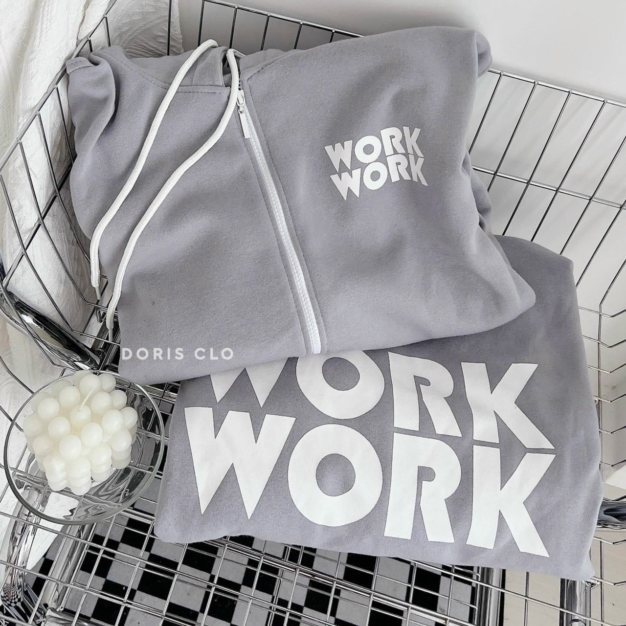 ÁO KHOÁC THU ĐỘNG FORM RỘNG BASIC LOGO NỔI BẬT WORK WORK FORM RỘNG THOẢI MÁI