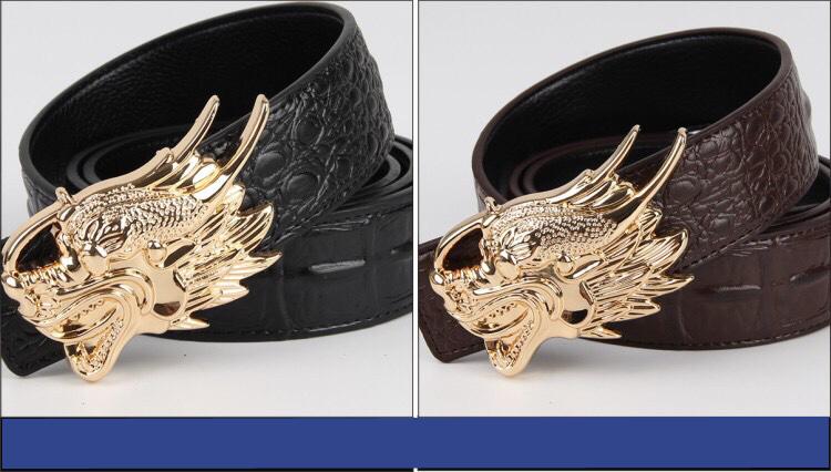 Dây Nịt Thắt Lưng Đầu Rồng Da Bò Dập Vân Cá Sấu Cao Cấp