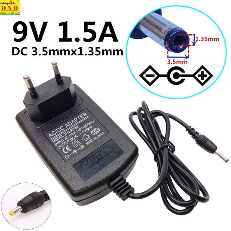 Nguồn 9V 2A chui tròn nhỏ (Adapter 9V-1.5A chui tròn nhỏ) (Chân kim 3.3mm)
