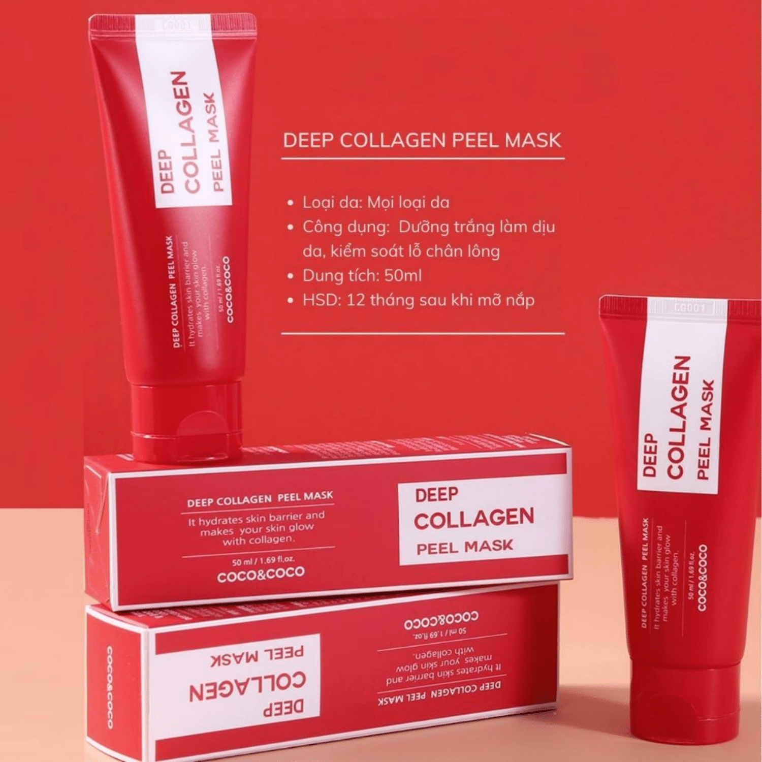 Mặt Nạ Peel Da Collagen Cấp Ẩm Phục Hồi Deep Collagen Peel Mask coco&coco