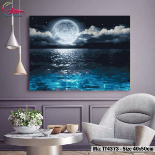 Tranh tô màu theo số sơn dầu số hoá đêm trăng trên biển TT4373 thumbnail