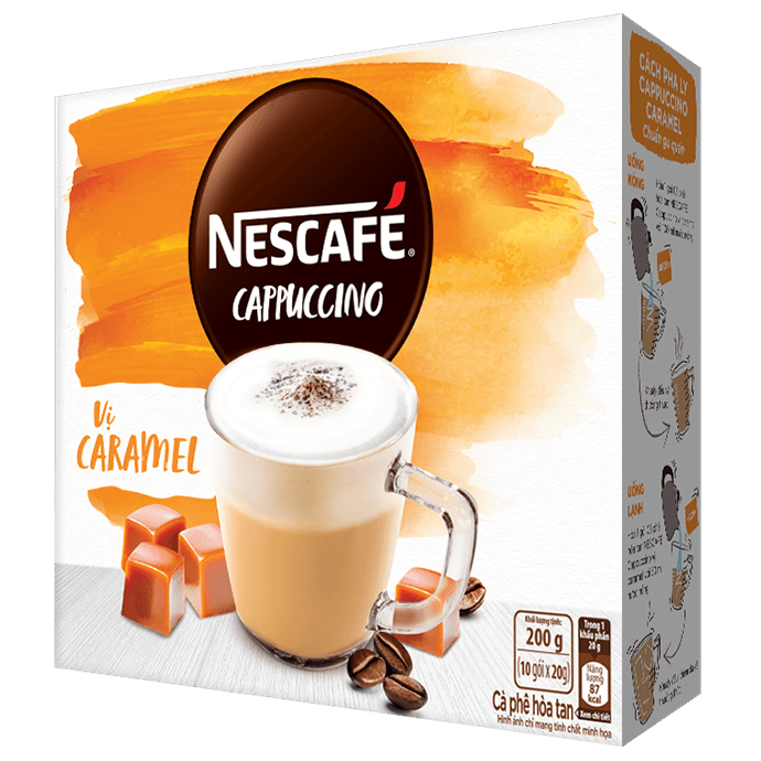 (CARAMEL) 1 Hộp NESCAFÉ Cappuccino vị Caramel (10 gói)