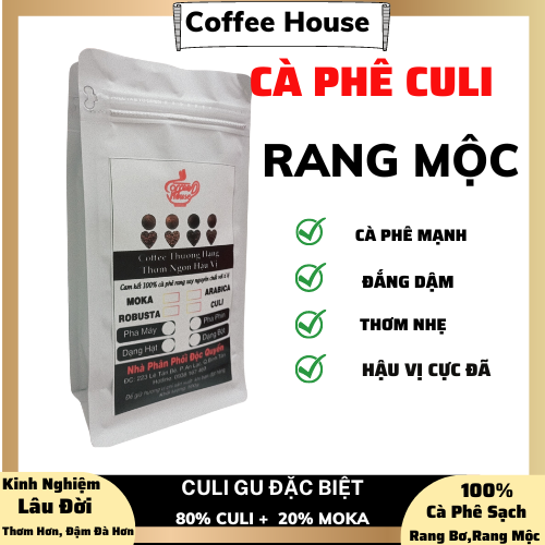 Cà phê hạt.CULI ,RANG MỘC ,Tỉ Lệ, 80% CULI +20% MOKA, RANG XAY 100% NGUYÊN CHẤT