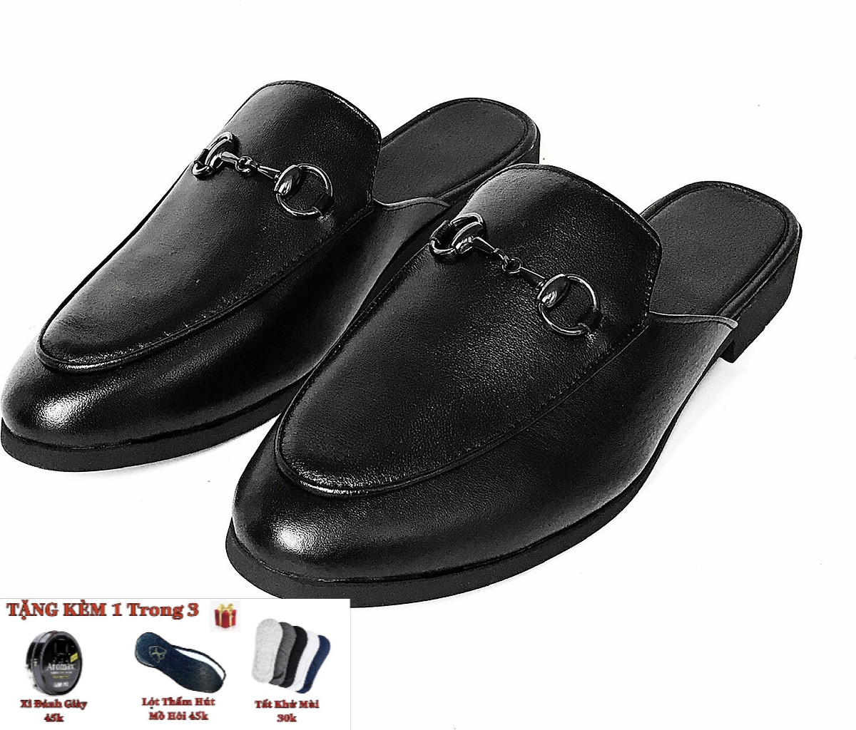 Giày Sục Nam Da PU Đen Mules Shoes TEFOSS – HT01D