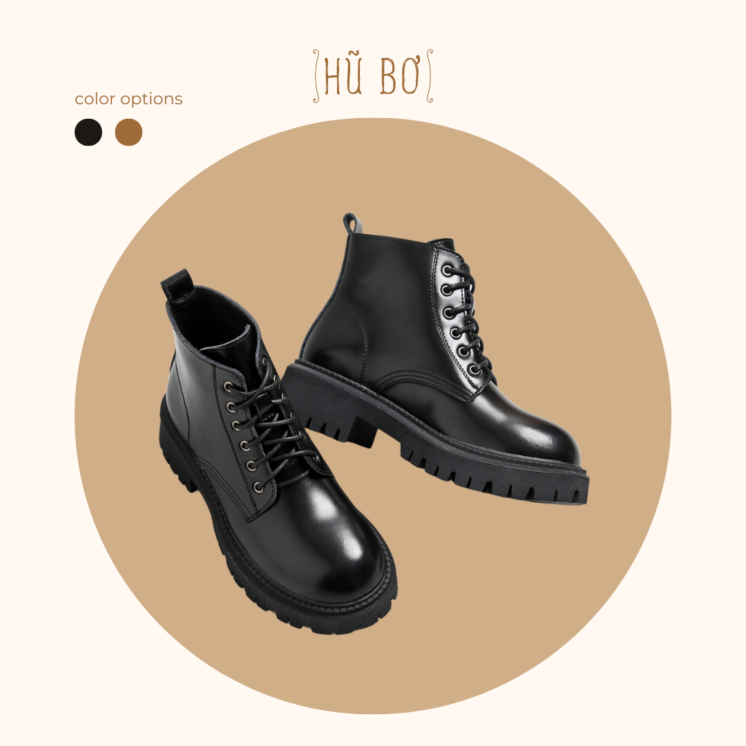 Original boots 6 lỗ xỏ đế cao - Boots da bò nữ