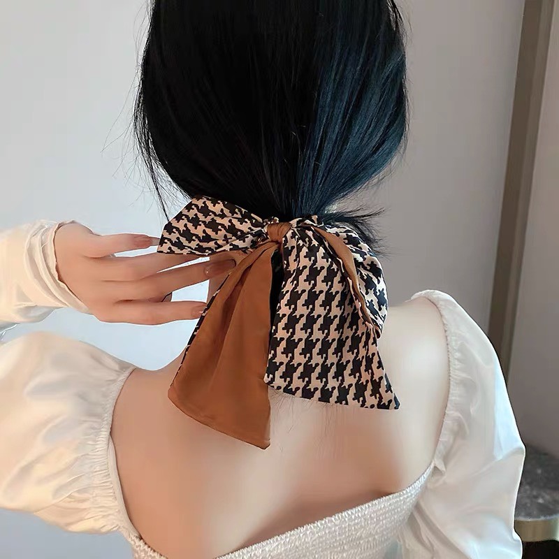 Dây Buộc Tóc, Dây Cột Tóc Đính Nơ Kẻ Caro Cá Tính