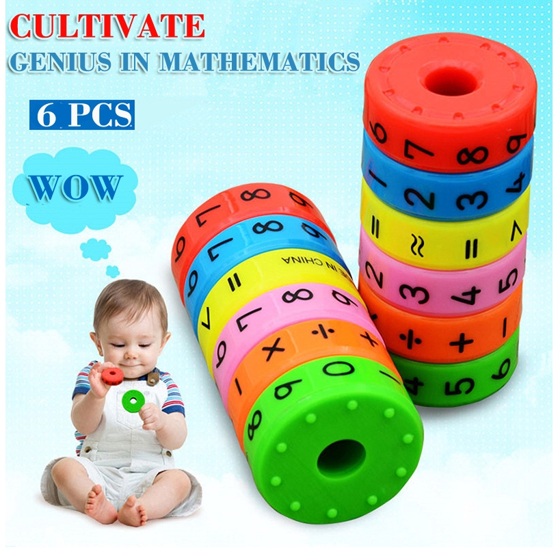 6 cái/bộ số học toán học đầu học tập trục đồ chơi giáo dục đồ chơi trẻ em xếp hình khối lập phương từ đồ chơi trí tuệ