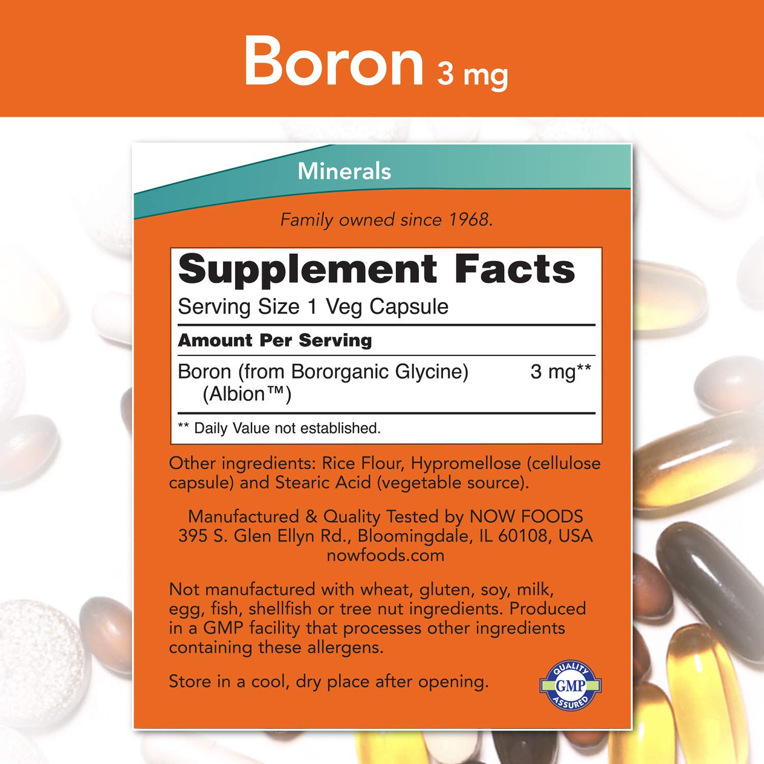 Thực Phẩm Bổ Sung NOW Boron 3mg 250 Viên